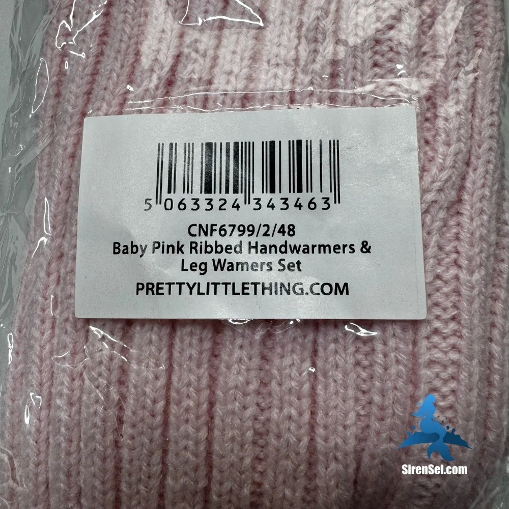 1188 WT PrettyLittleThing Baby Pink Ribbed Handwarmers & Leg Warmers Set - OS